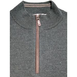 Peter Millar Men’s 1/2-Zip Sweater Large Green 100% Italian Merino Wool Leather